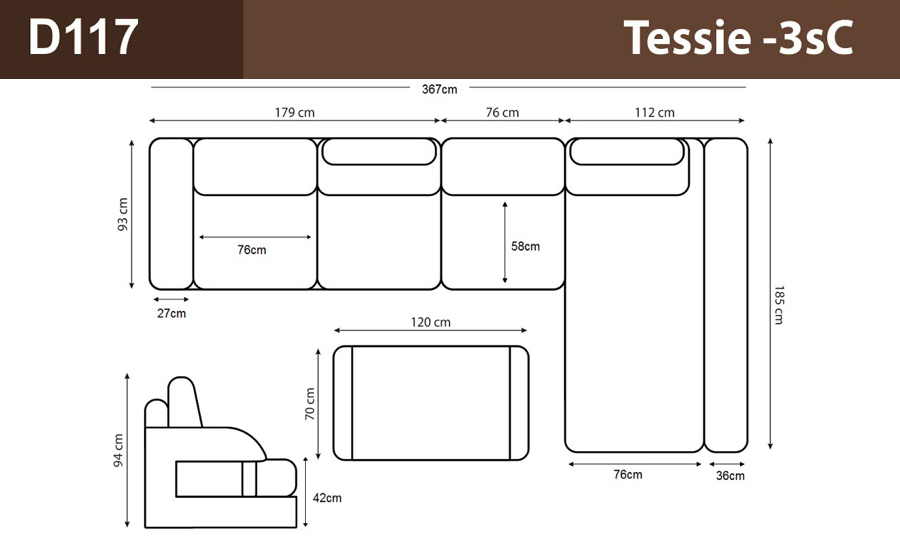 Tessie - 3sC - Leather Sofa Lounge Set